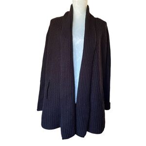 Max Studio Long Black Cardigan with Pockets | Size Medium